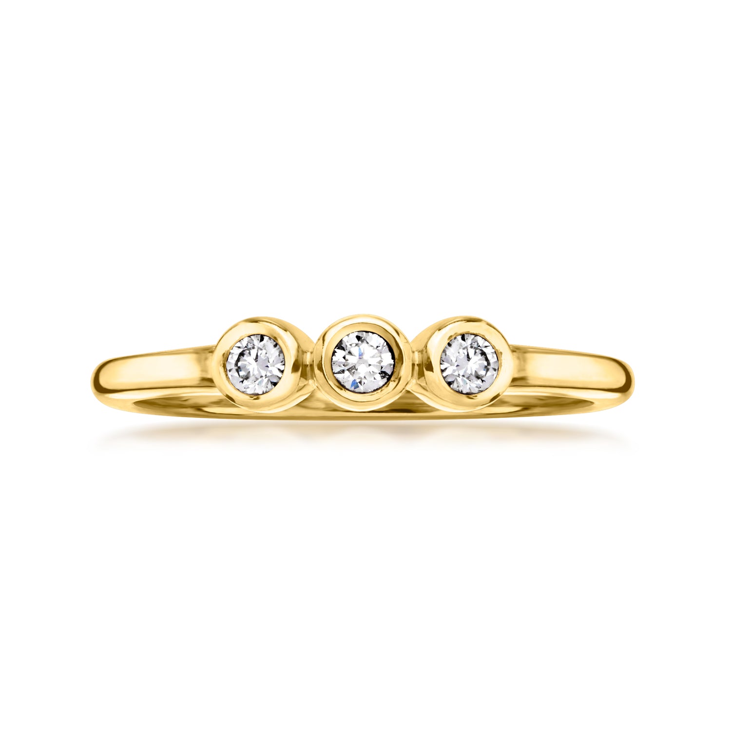 .15 ct. t.w. Bezel-Set Lab Grown Diamond Three-Stone Ring in 18kt Gold Over Sterling