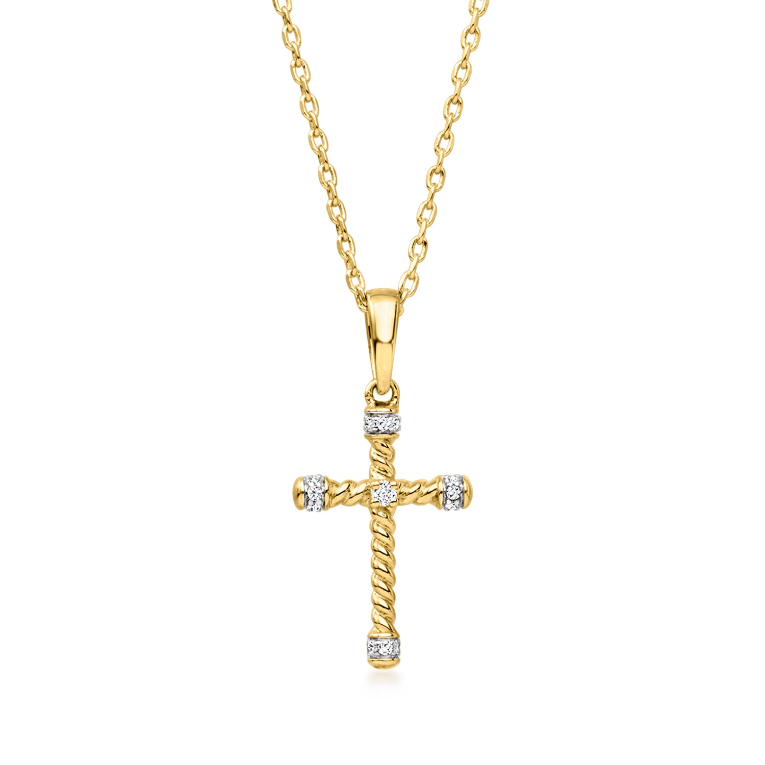 18kt Gold Over Sterling Cross Pendant Necklace with Diamonds