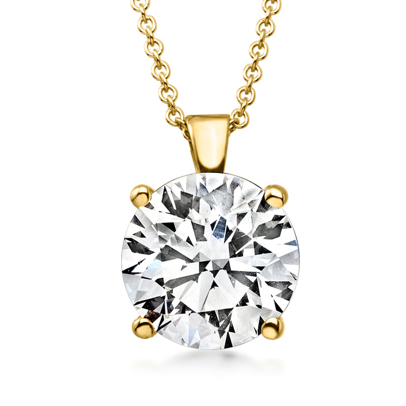 14kt yellow gold solitaire diamond necklace with round center stone, gold bail