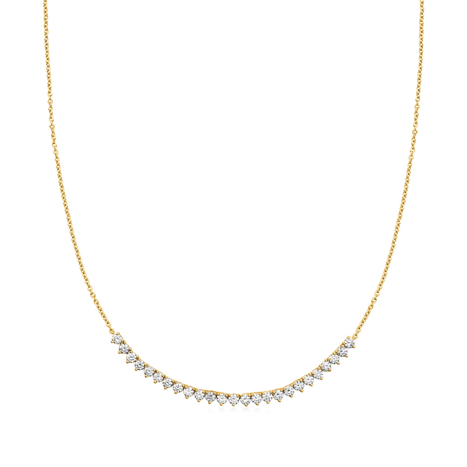 3.00 ct. t.w. Lab Grown Diamond Half-Tennis Necklace in 18kt Gold Over Sterling