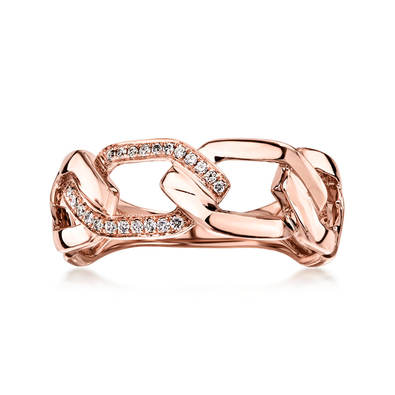 Le Vian rose gold link ring with diamond accents