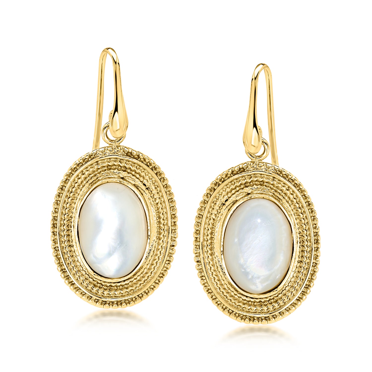 Italian 14kt Yellow Gold-Plated Drop Earrings with Mother-of-Pearl