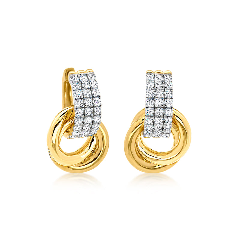 Lab-grown diamond double-hoop drop earrings with gold finish