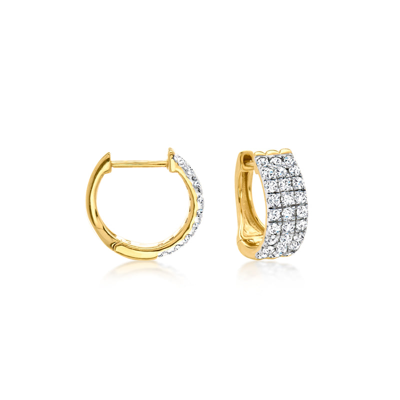 Gold-over-sterling hoop earrings with removable diamond-accented double-hoop drops