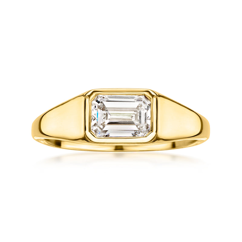 1.00 Carat Emerald-Cut Lab-Grown Diamond Ring in 18kt Gold Over Sterling