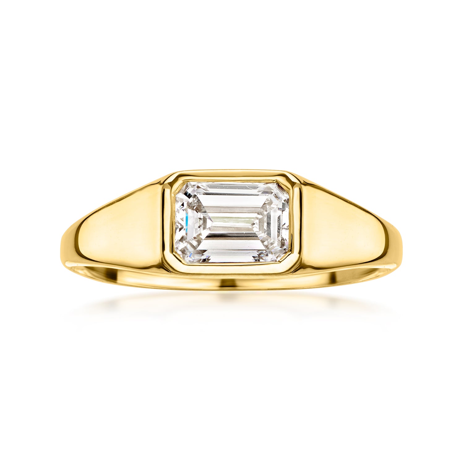 1.00 Carat Emerald-Cut Lab Grown Diamond Ring in 18kt Gold Over Sterling