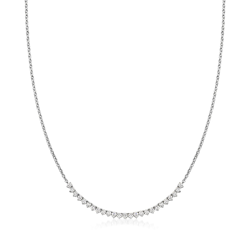 Sterling silver diamond tennis-style necklace with small round stones