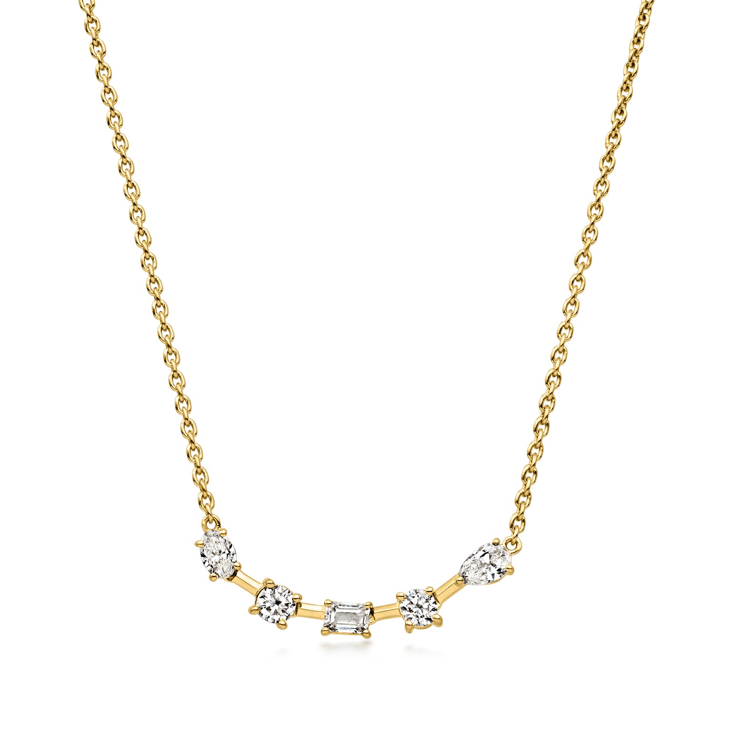 .80 ct. t.w. Multi-Shaped Lab Grown Diamond Curved Bar Necklace in 18kt Gold Over Sterling