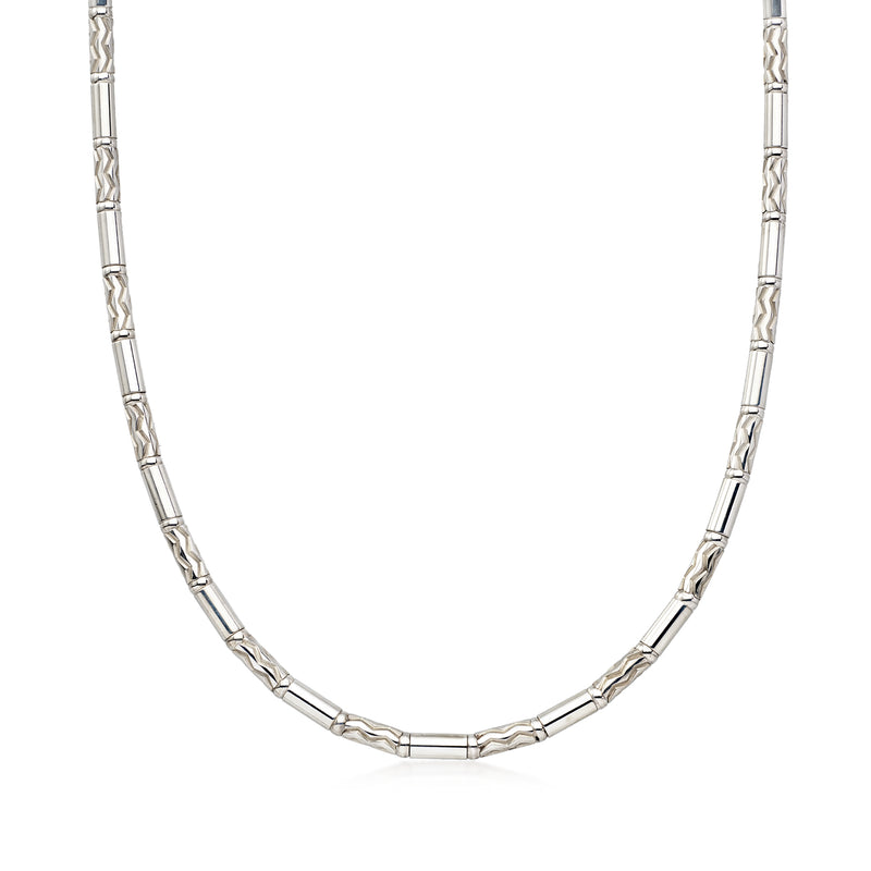 Sterling silver link necklace with elongated oval chain links, polished finish