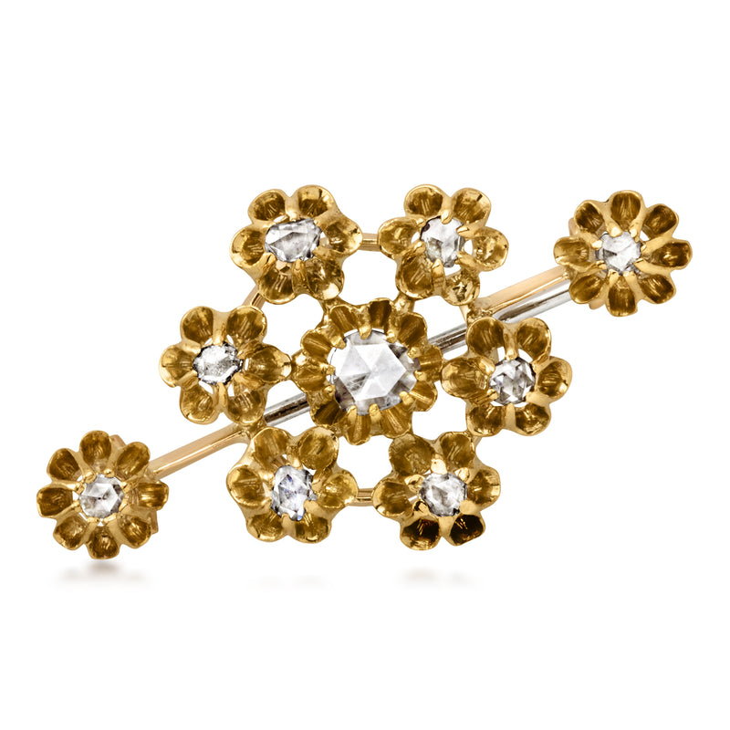 C. 1900 Vintage .40 ct. t.w. Diamond Flower Pin in 14kt Yellow Gold