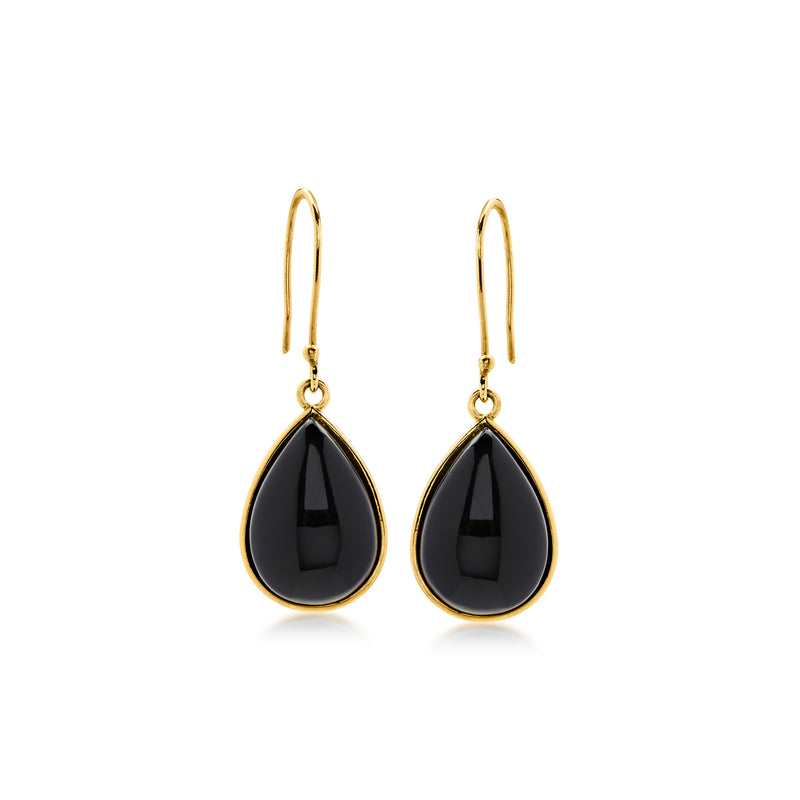 Onyx Drop Earrings in 10kt Yellow Gold
