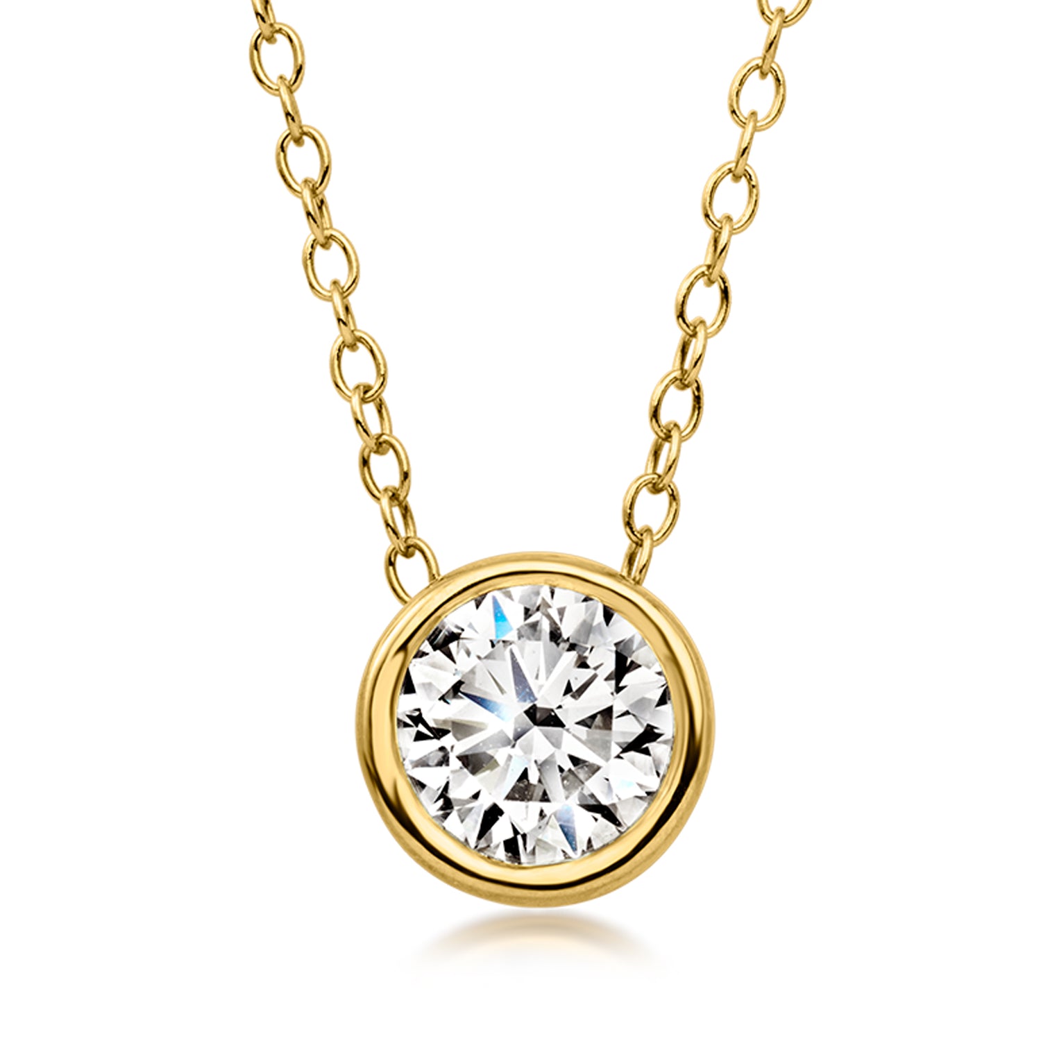 1.00 Carat Bezel-Set Lab Grown Diamond Solitaire Necklace in 18kt Gold Over Sterling