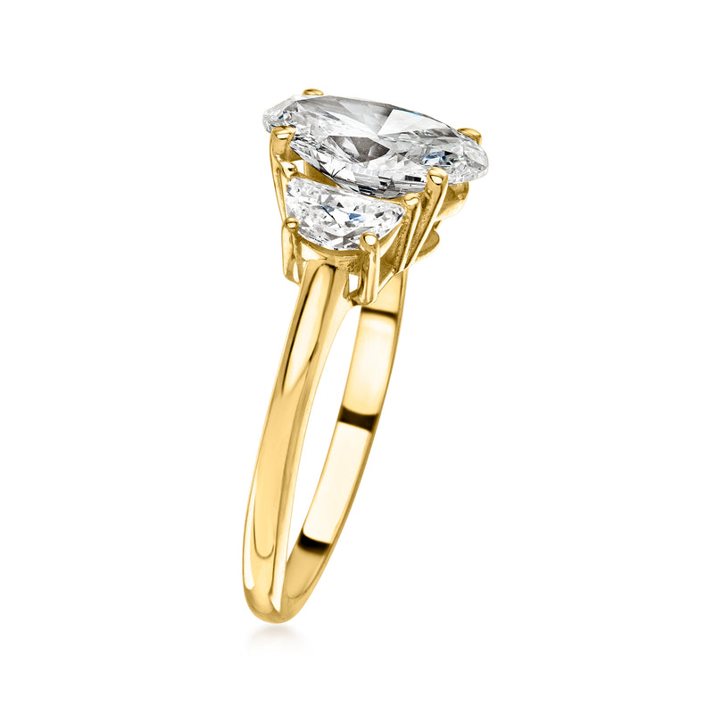 14kt yellow gold lab-grown diamond ring with oval solitaire center stone