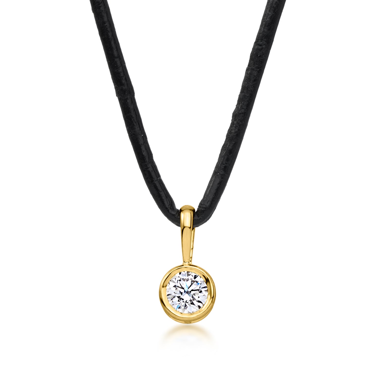 .25 Carat Lab Grown Diamond Pendant Necklace in 18kt Gold Over Sterling with Black Leather Cord