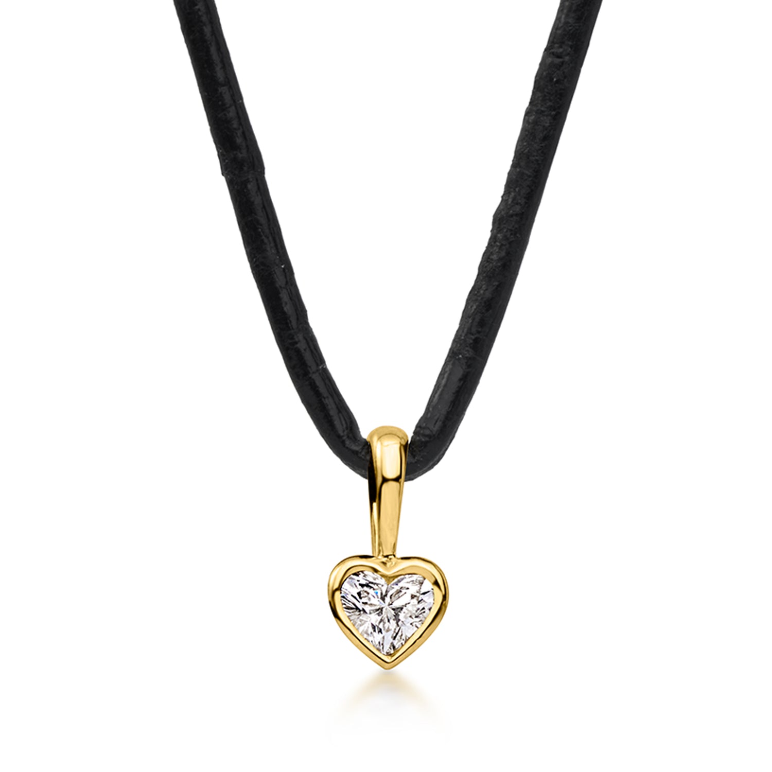 .20 Carat Heart-Shaped Lab Grown Diamond Necklace in 18kt Gold Over Sterling with Black Leather Cord