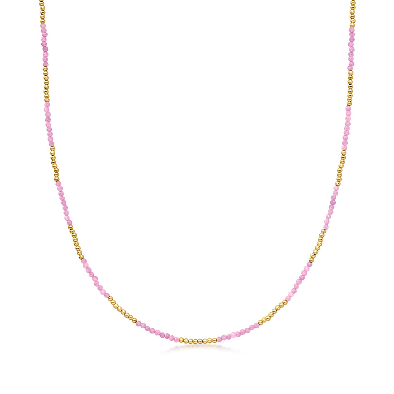 13.00 ct. t.w. Pink Tourmaline and 10kt Yellow Gold Bead Necklace