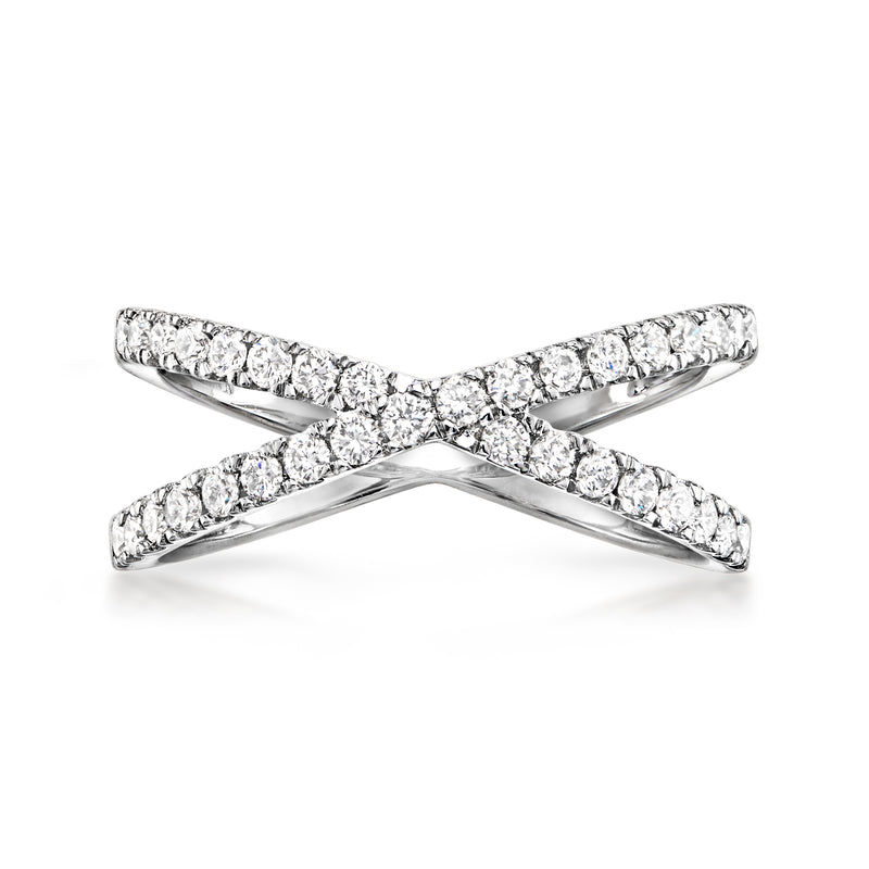 Lab-grown diamond crisscross ring in sterling silver