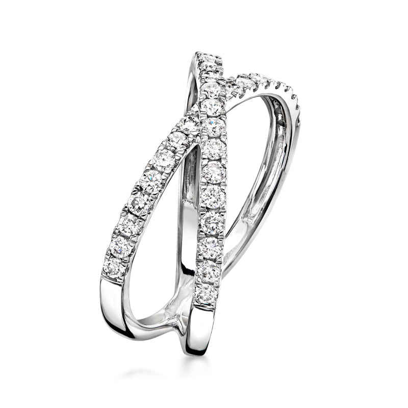 Sterling silver lab-grown diamond crisscross ring