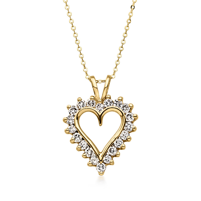 Vintage diamond heart pendant necklace in 10kt yellow gold