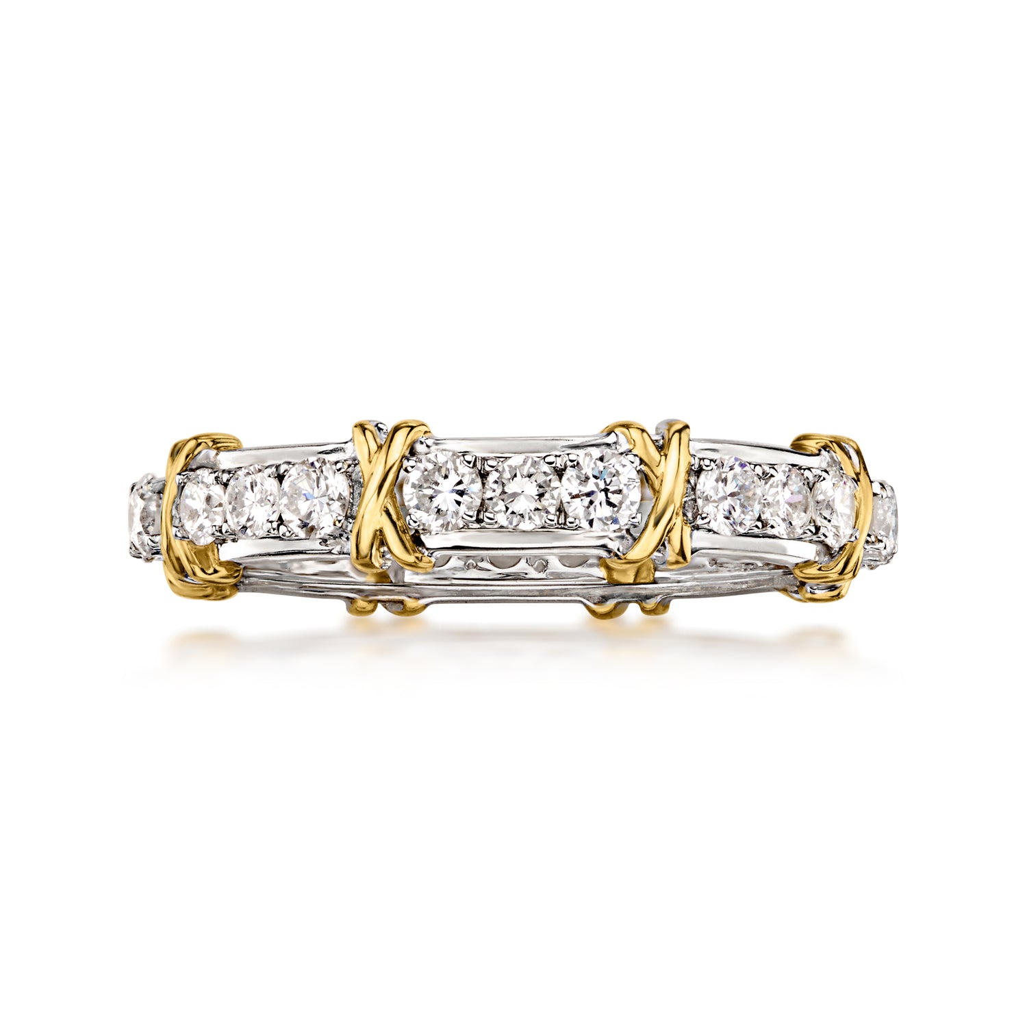 1.00 ct. t.w. Lab Grown Diamond XO Eternity Band in Sterling Silver and 18kt Gold Over Sterling