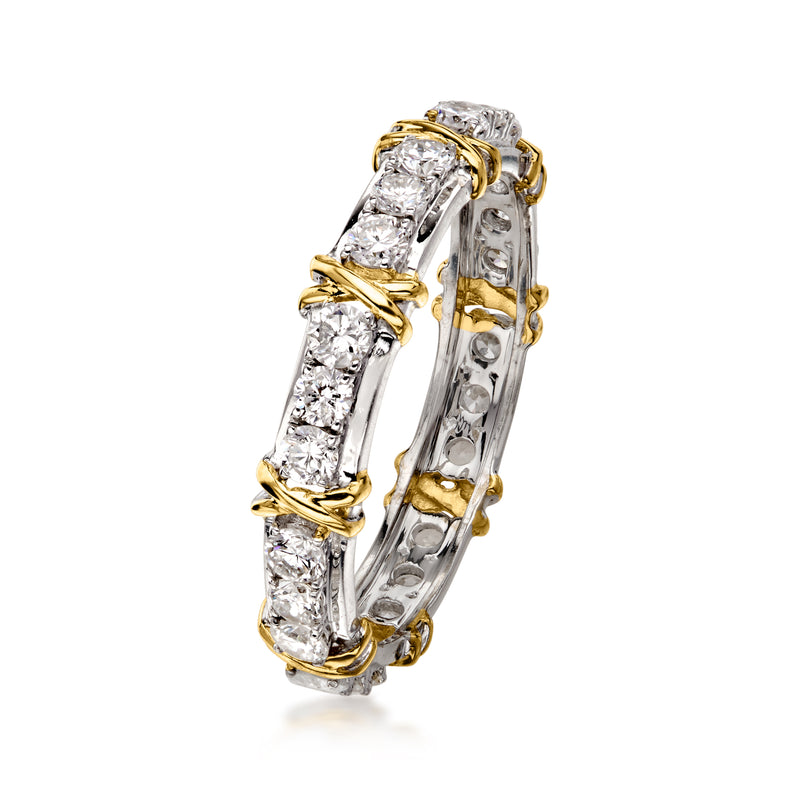 1.00 ct. t.w. Lab-Grown Diamond XO Eternity Band in Sterling Silver and 18kt Gold Over Sterling