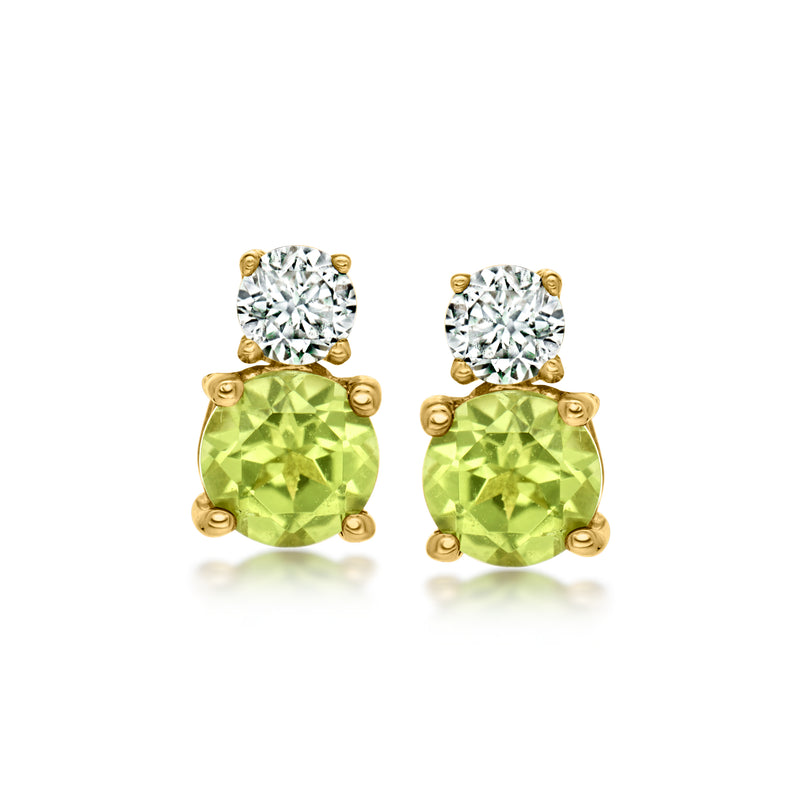 .50 ct. t.w. Peridot and .24 ct. t.w. Lab-Grown Diamond Earrings in 10kt Yellow Gold