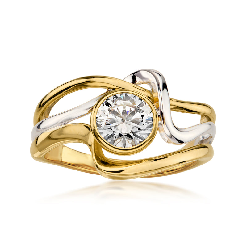 1.05 Carat Lab-Grown Diamond Ring in Sterling Silver and 18kt Gold Over Sterling