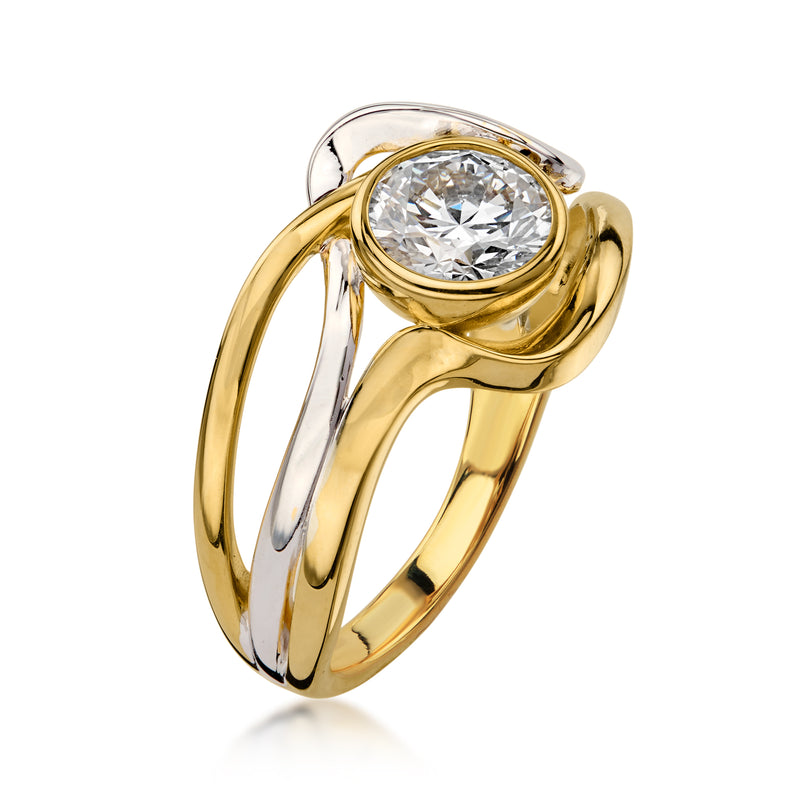 1.05 Carat Lab-Grown Diamond Ring in Sterling Silver and 18kt Gold Over Sterling