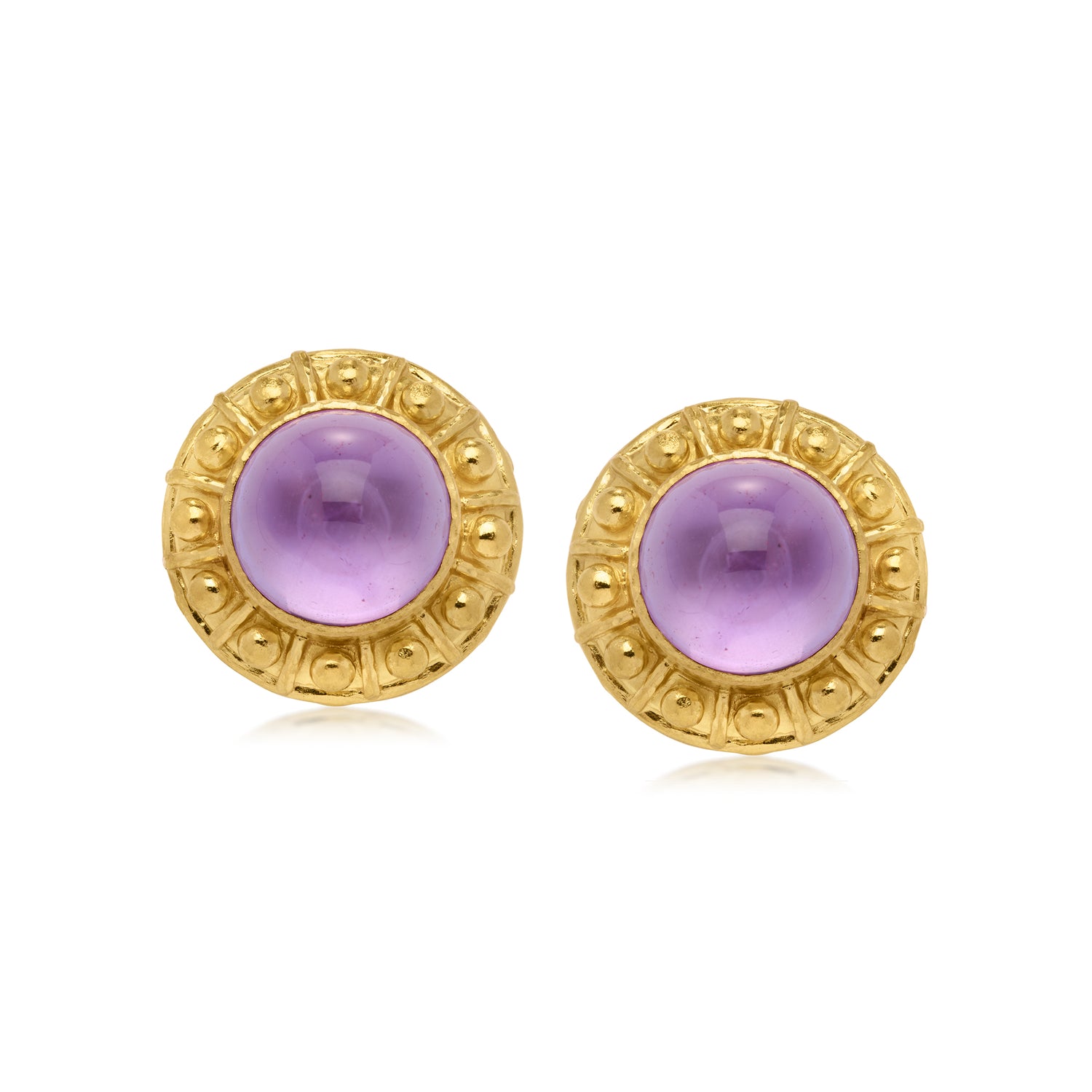 C. 1990 Vintage Elizabeth Locke 24.00 ct. t.w. Amethyst Earrings with Mother-of-Pearl in 18kt Yellow Gold