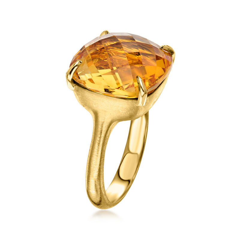 C. 2000 Vintage 10.75 Carat Citrine Ring in 18kt Yellow Gold. Size 6.75