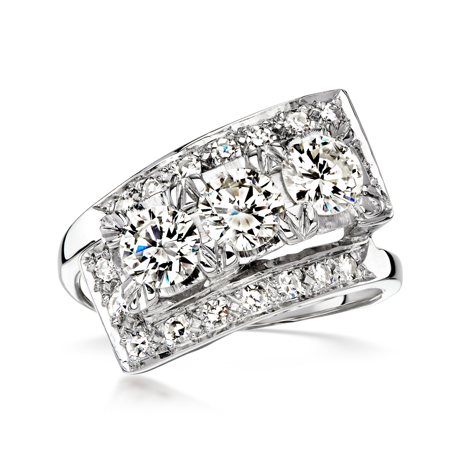 C. 1990 Vintage 1.30 ct. t.w. Diamond Ring in 14kt White Gold