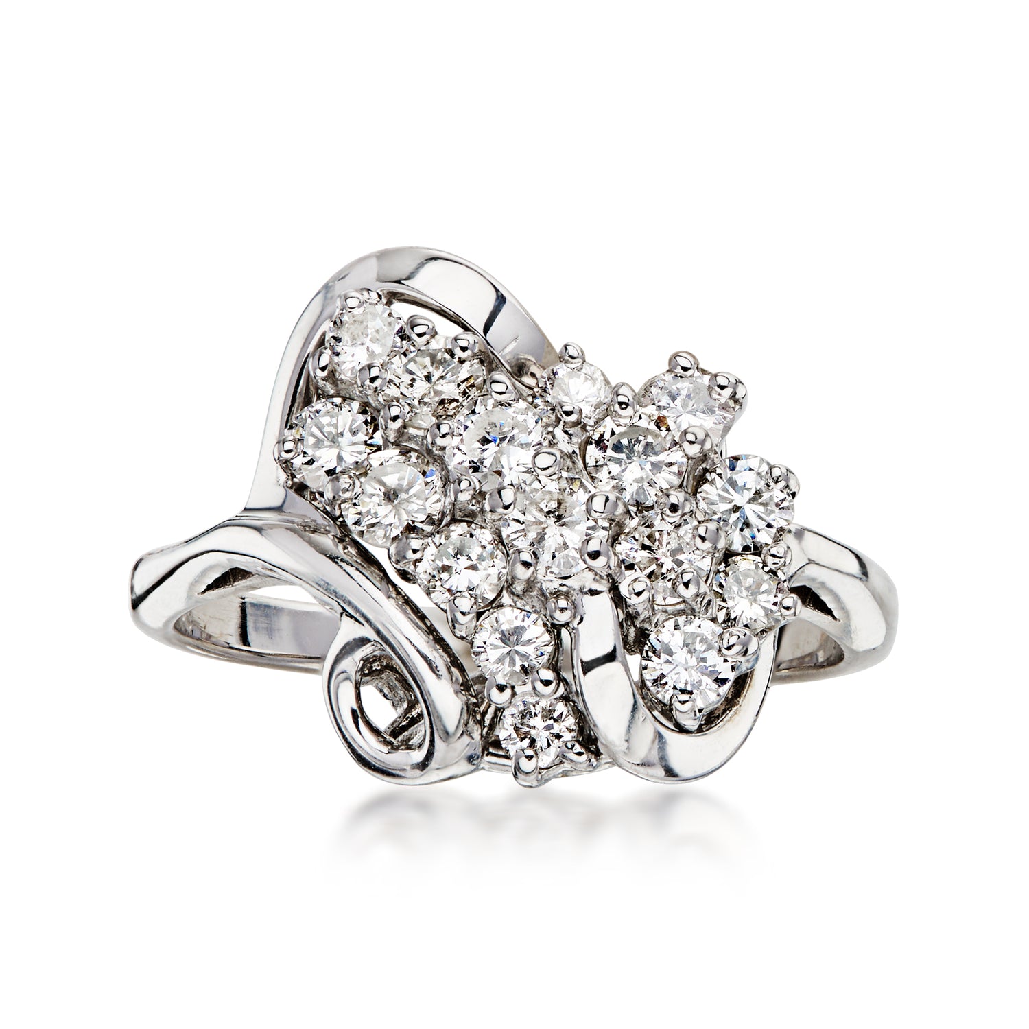 C. 1970 Vintage 1.00 ct. t.w. Diamond Cluster Ring in 14kt White Gold