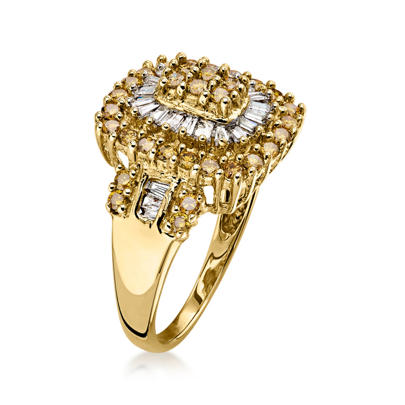 C. 1990 Vintage 1.26 ct. t.w. Yellow and White Diamond Ring in 14kt Yellow Gold. Size 7