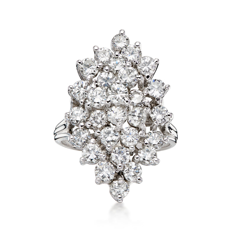 C. 1980 Vintage 2.50 ct. t.w. Diamond Cluster Ring in 14kt White Gold. Size 5