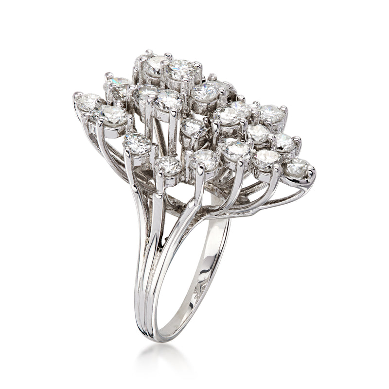 C. 1980 Vintage 2.50 ct. t.w. Diamond Cluster Ring in 14kt White Gold. Size 5