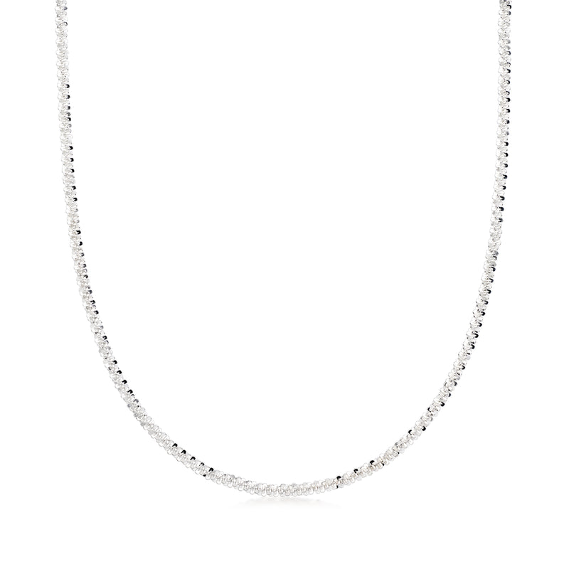 Sterling silver fancy-link necklace with curved chain and small links