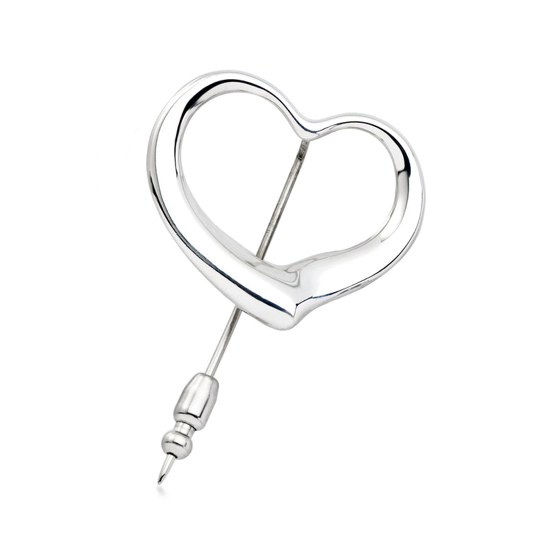 Sterling silver heart stick pin with clasped back post