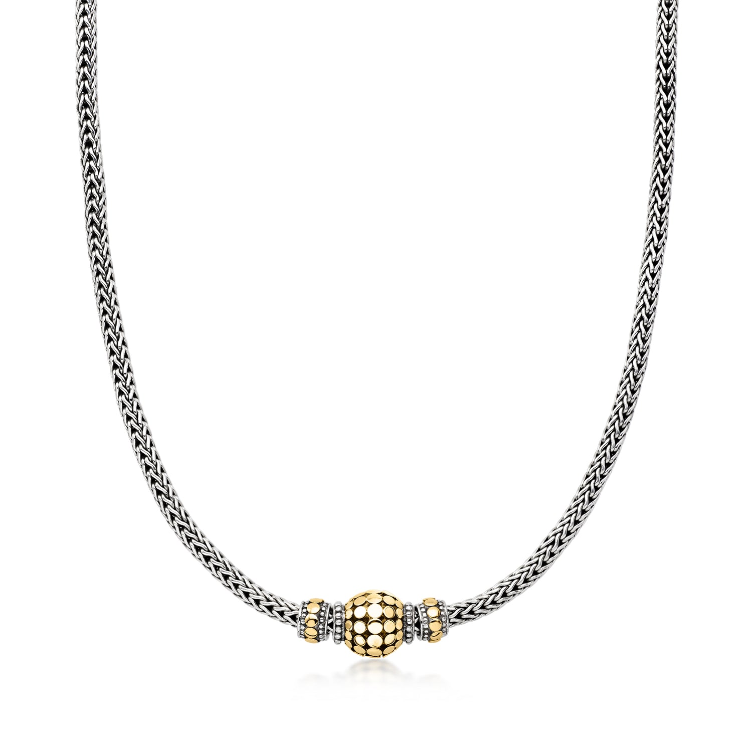 John Hardy C. 1990 Vintage John Hardy Sterling Silver and 18kt Yellow Gold Sphere Necklace