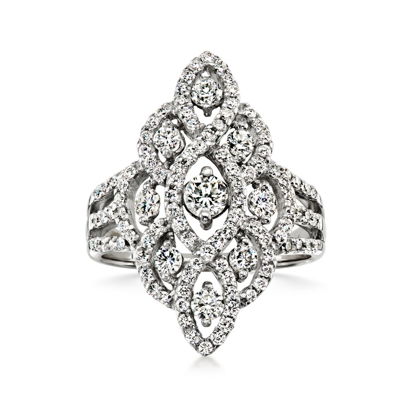 C. 1980 Vintage 1.50 ct. t.w. Diamond Ring in 14kt White Gold. Size 6.5