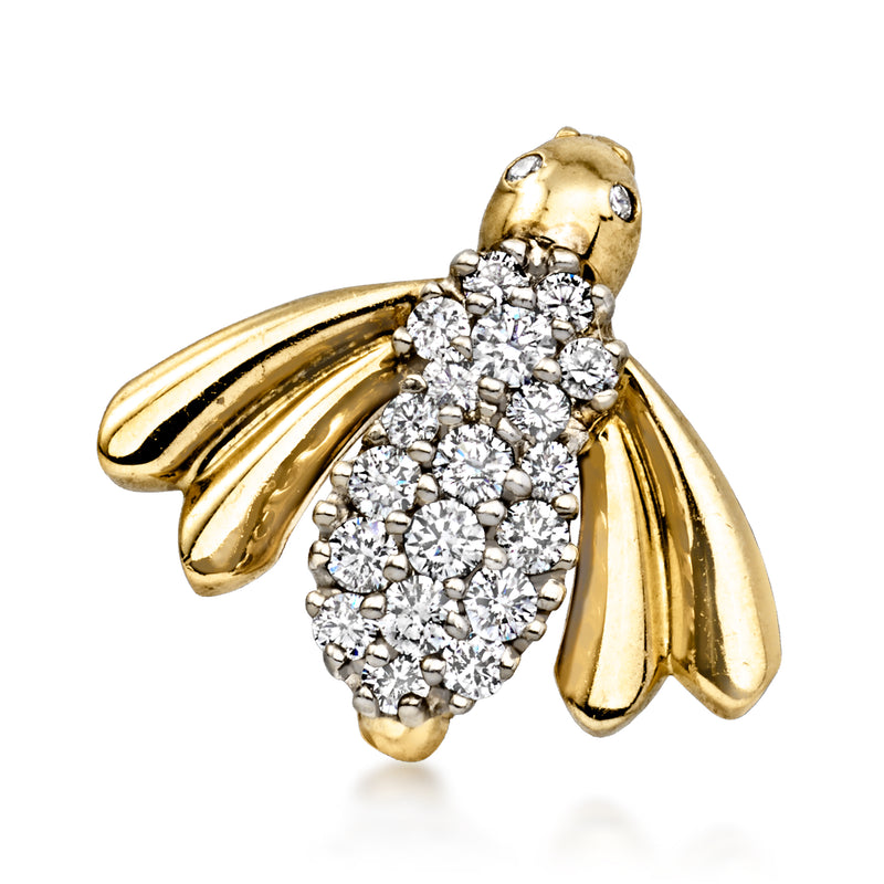 C. 1990 Vintage .75 ct. t.w. Diamond Bumblebee Pin in 14kt Yellow Gold