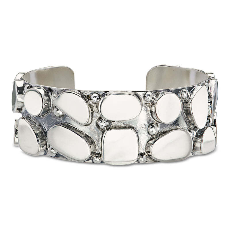 C. 2000 Vintage Sterling Silver Pebble Cuff Bracelet. 7"