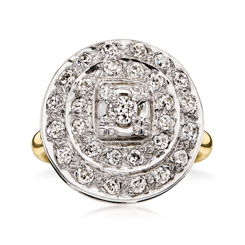 C. 1940 Vintage 1.15 ct. t.w. Diamond Disc Ring in 14kt Two-Tone Gold. Size 6