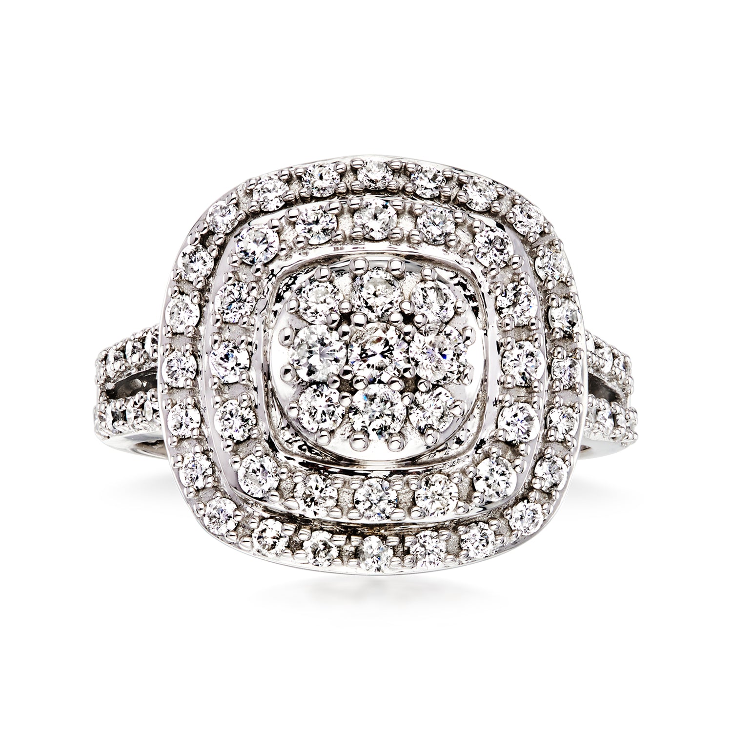 C. 1990 Vintage 1.25 ct. t.w. Diamond Cluster Ring in 14kt White Gold