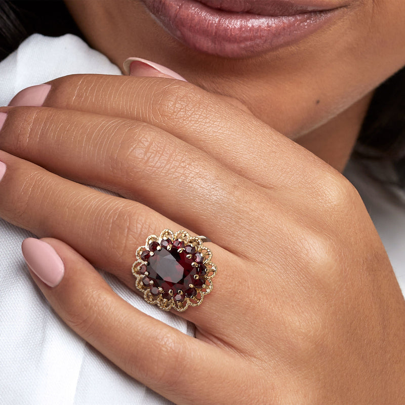 C. 1970 Vintage 8.00 ct. t.w. Garnet Ring in 14kt Yellow Gold. Size 7.5