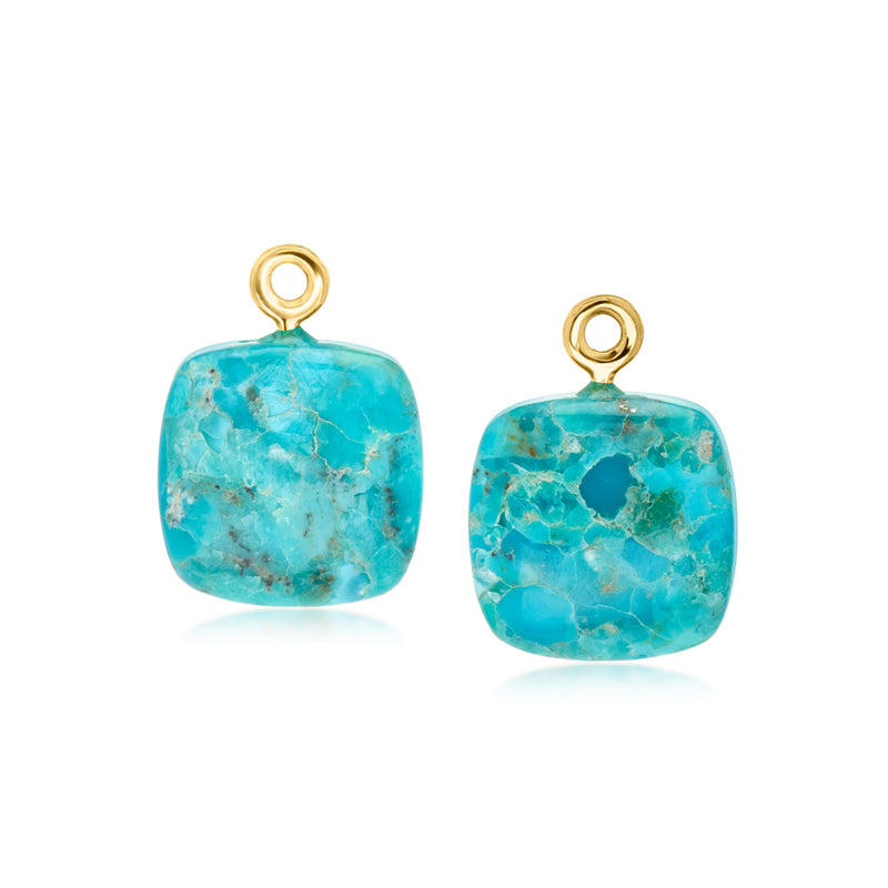 2.80 ct. t.w. Sky Blue Topaz Earrings with Removable Turquoise Drops in 18kt Gold Over Sterling