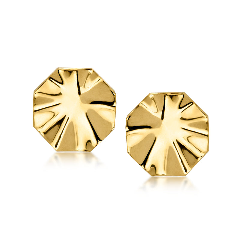 Italian 10kt Yellow Gold Rippled Stud Earrings