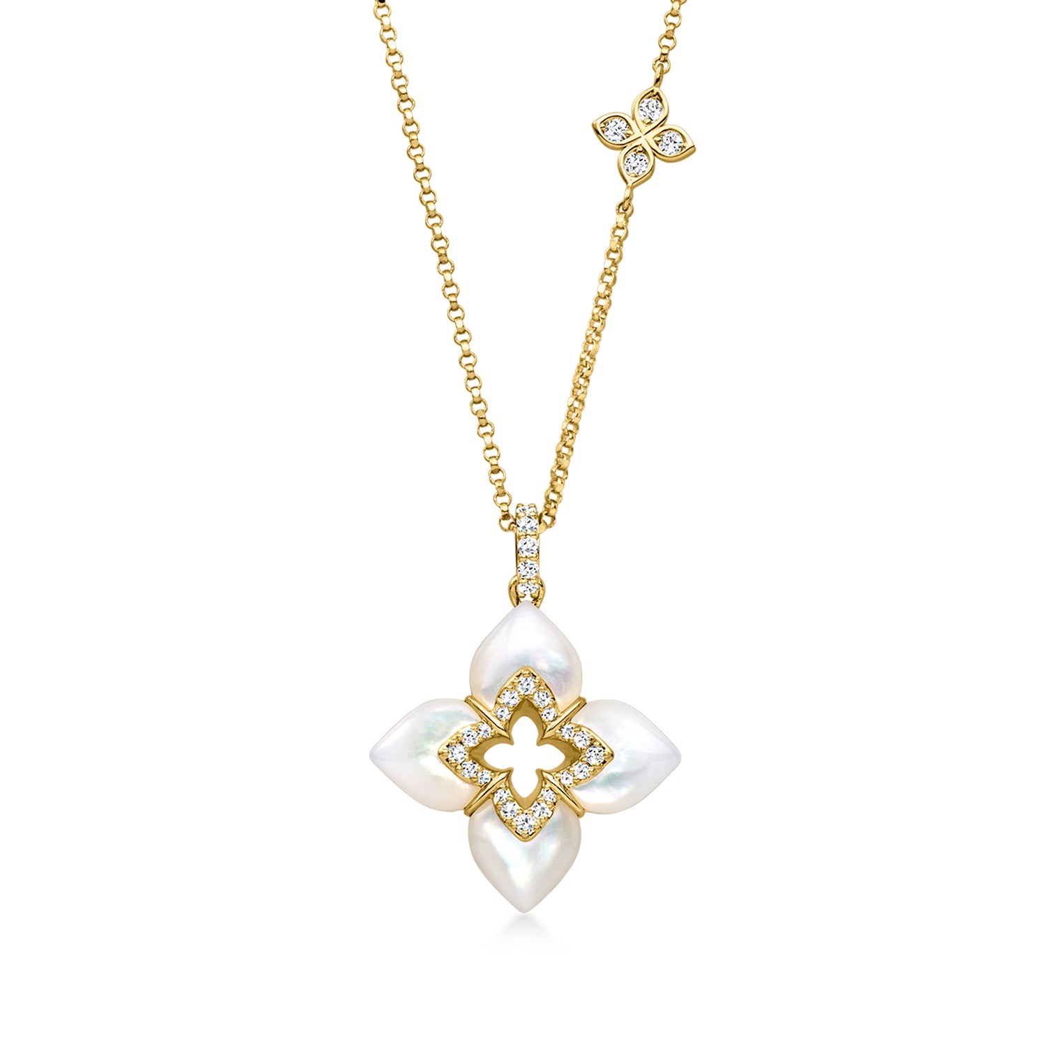 Roberto Coin "Venetian Princess" Mother-of-Pearl and .17 ct. t.w. Diamond Necklace in 18kt Yellow Gold