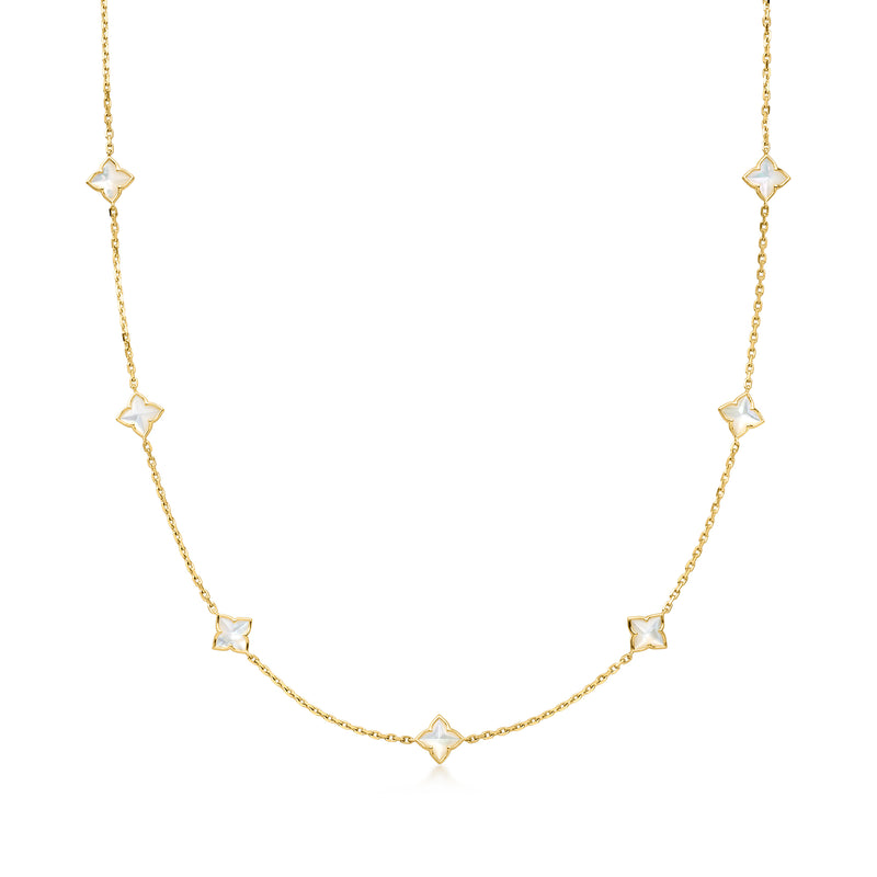 Roberto Coin gold star station necklace with mother-of-pearl charms