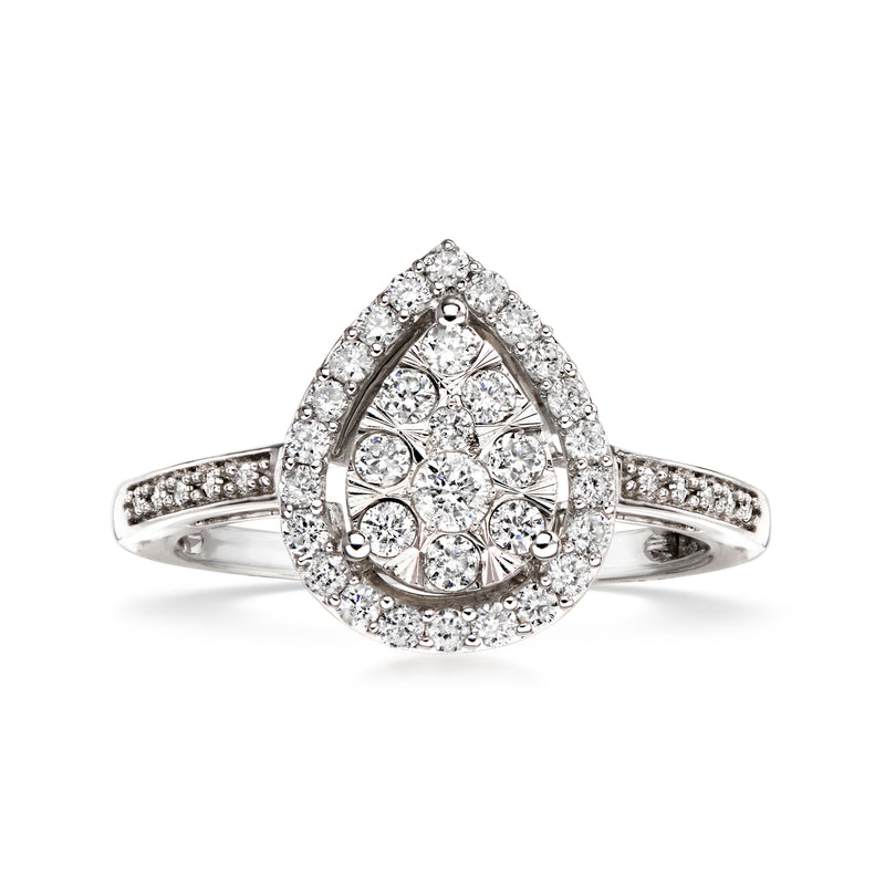 C. 1990 Vintage .65 ct. t.w. Diamond Cluster Ring in 14kt White Gold. Size 7