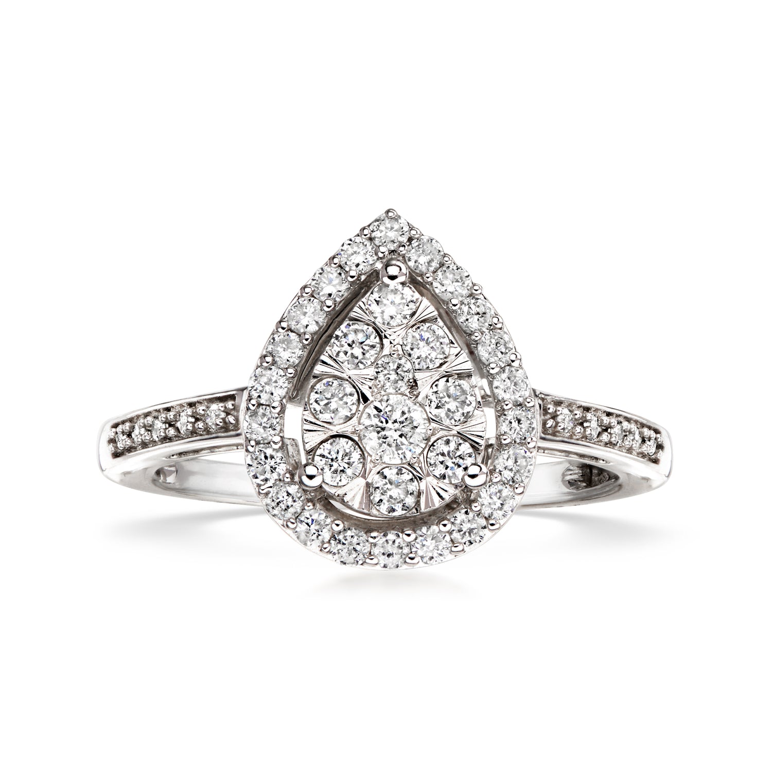 Pre-owned Ross-simons C. 1990 Vintage .65 Ct. T.w. Diamond Cluster Ring In 14kt White Gold In Silver